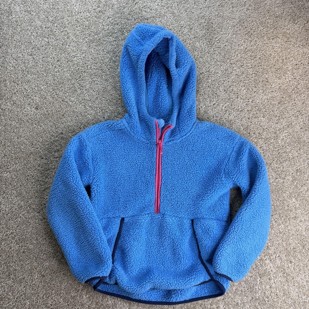 All In Motion Hoodie Youth Medium 7-8 Blue Sherpa Fleece 1/4 Zip Pullover